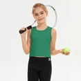 thumbnail image 5 of Xijirk Girls Ribbed Knit Cropped Tank Top Round Neck Sleeveless Casual Athletic Summer Tee,11-12 Years, 5 of 6
