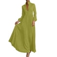 thumbnail image 5 of Miqool Women's Casual Maxi Dress Puff Long Sleeve Stand Collar Button Front Flowy Loose Fit Long Dress with Pockets, 5 of 7