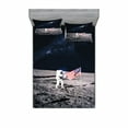 thumbnail image 1 of Outer Space Bedding Set with Sheet & Covers, Moon Astronaut on Universe with American Flag Milky Way Inspired Future Picture, Printed Bedroom Decor 2 Shams, 4 Sizes, Brown Blue, by Ambesonne, 1 of 3