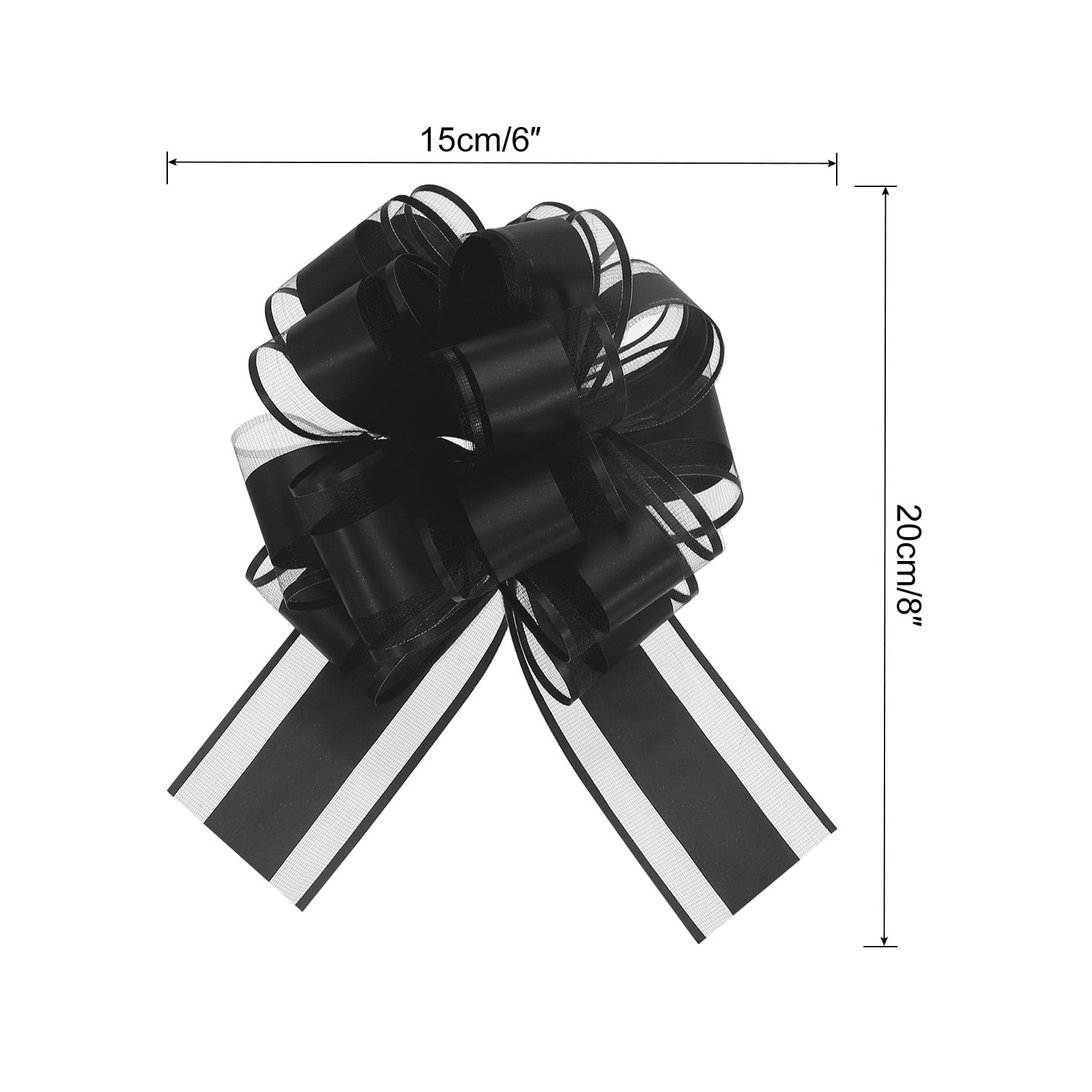 20pcs 6" Large Big Pull Bow Organza Gift Wrapping Bows Ribbon for Wedding Presents Christmas, Black