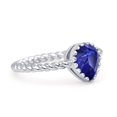 thumbnail image 2 of Vintage Teardrop Pear Rope Twisted Band Engagement Ring Simulated Blue Sapphire 925 Sterling Silver, 2 of 5
