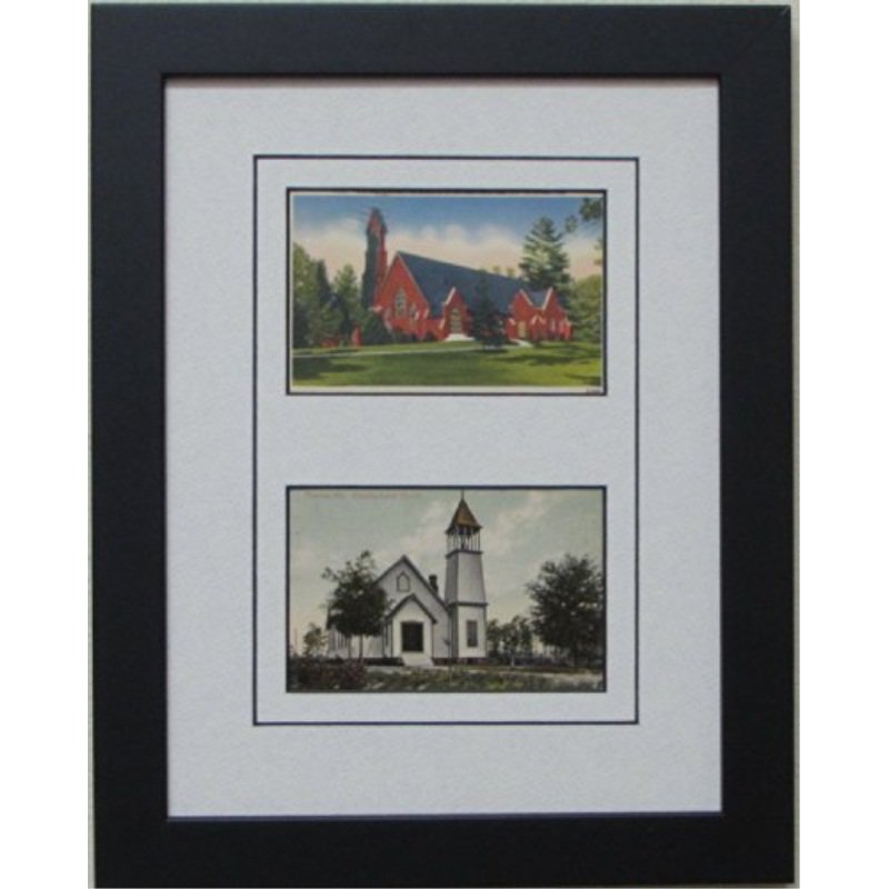 Postcard Frame for Two (2) 3.5" X 5.5" Postcards Black Frame with White