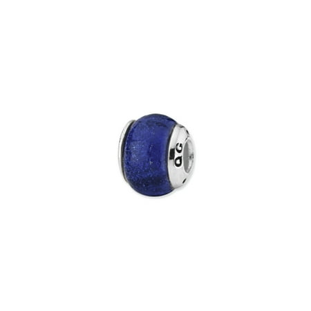 - Dichroic Glass and Sterling Silver Blue Bead Charm, 13mm