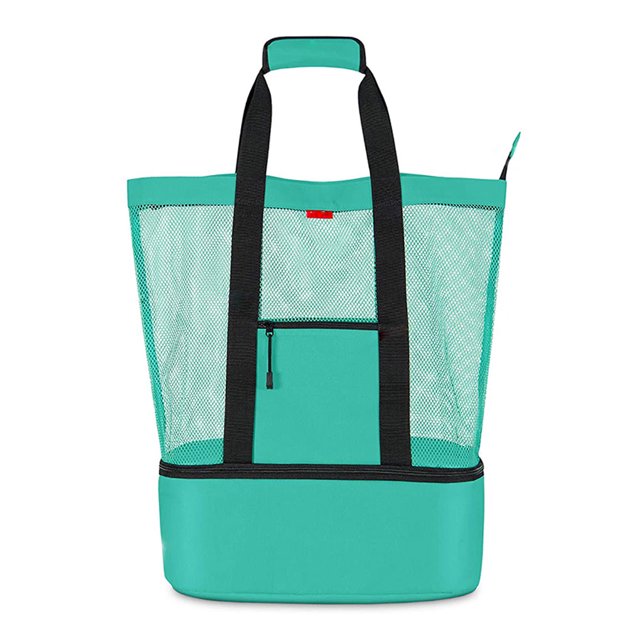 Worallymy Bolso de playa bolso de mano de malla con bolsa térmica aislada bolso de mano para caminar en la playa vacaciones de verano verde Worallymy JD735802698
