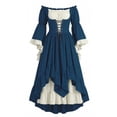 thumbnail image 3 of Smsaxvxz Halloween Costumes for Women Fashion Renaissance Dresses Women Off Shoulder Bell Sleeve Peasant Pirate Dress Blue 3XL, 3 of 6
