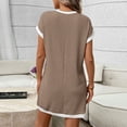 thumbnail image 7 of Mifsaly Ribbed Knit T Shirt Dress Women Mini Cap Sleeve Crewneck Summer Dresses Contrast Trim Lightweight Work Vacation Sundress M, 7 of 7