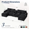 thumbnail image 4 of Villeston 129" U-Shaped Cloud Sofa With Chaise Lounge, Chenille Sofa With Wireless Charging, Bluetooth Speaker, Two Cup Holders, Storage Drawer, Suitable For Living Room,Black, 4 of 8