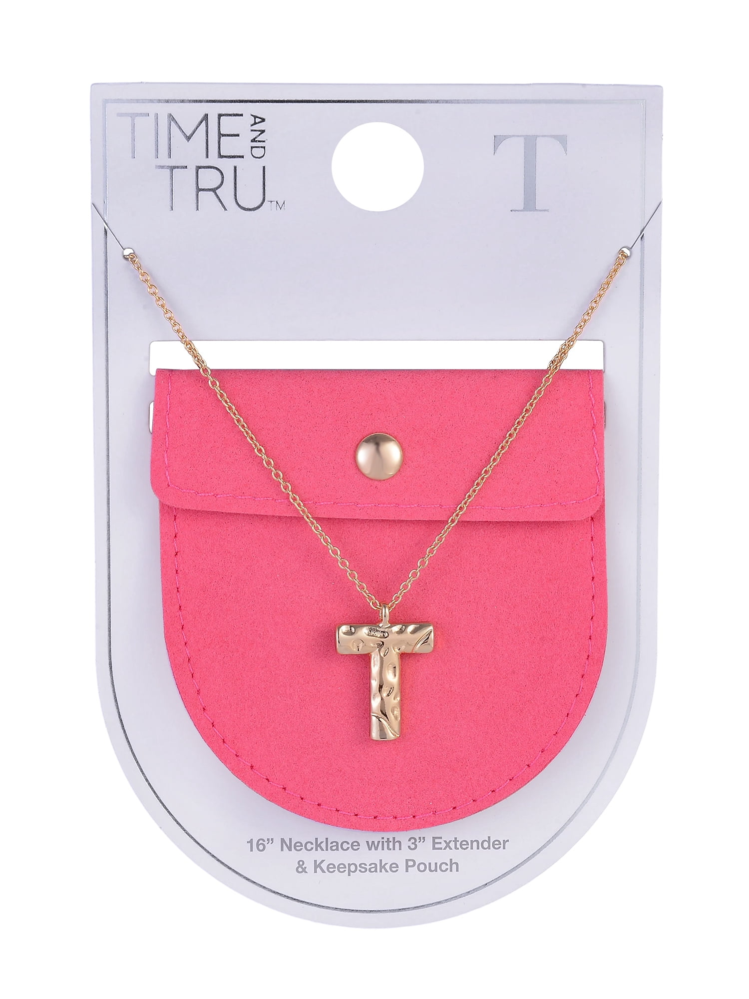Time and Tru Goldtone Hammered Initial "T" Pendant Necklace