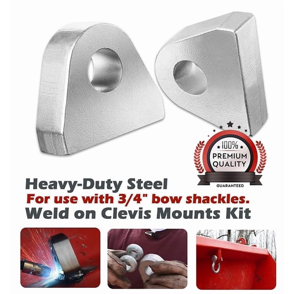 1" Thickness Version of Steel Part Weld on Recovery Shackle Clevis Mounts Kit