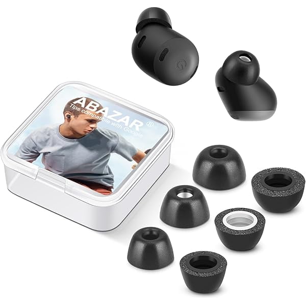 wonima11 Memory Foam Tips for Google Pixel Buds Pro, No Silicone Eartips Pain, Anti-Slip Replacement Ear Tips, Fit in The Charging Case, Reducing Noise Earbuds, 3 Pairs (Assorted Sizes S/M/L, Black)