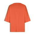 thumbnail image 4 of Scyoekwg Womens 3/4 Sleeve T Shirts Cewneck Three Quarter Length Sleeve Blouse Loose Lightweight Vintage Solid Color Fall Clothes Casual Blouses (Orange,L), 4 of 5