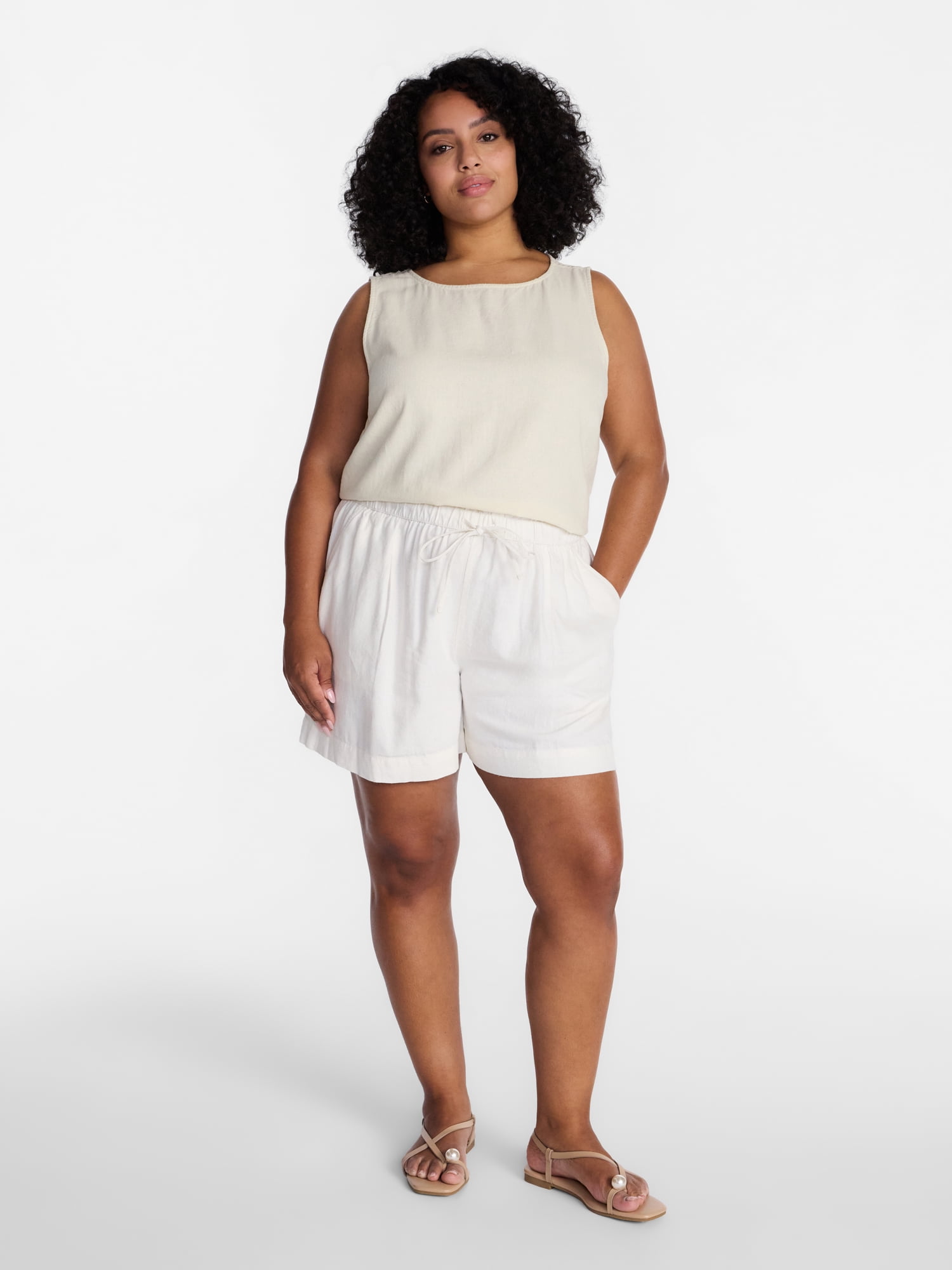 Time and Tru Women's Linen Blend Shorts, Sizes XS-XXXL
