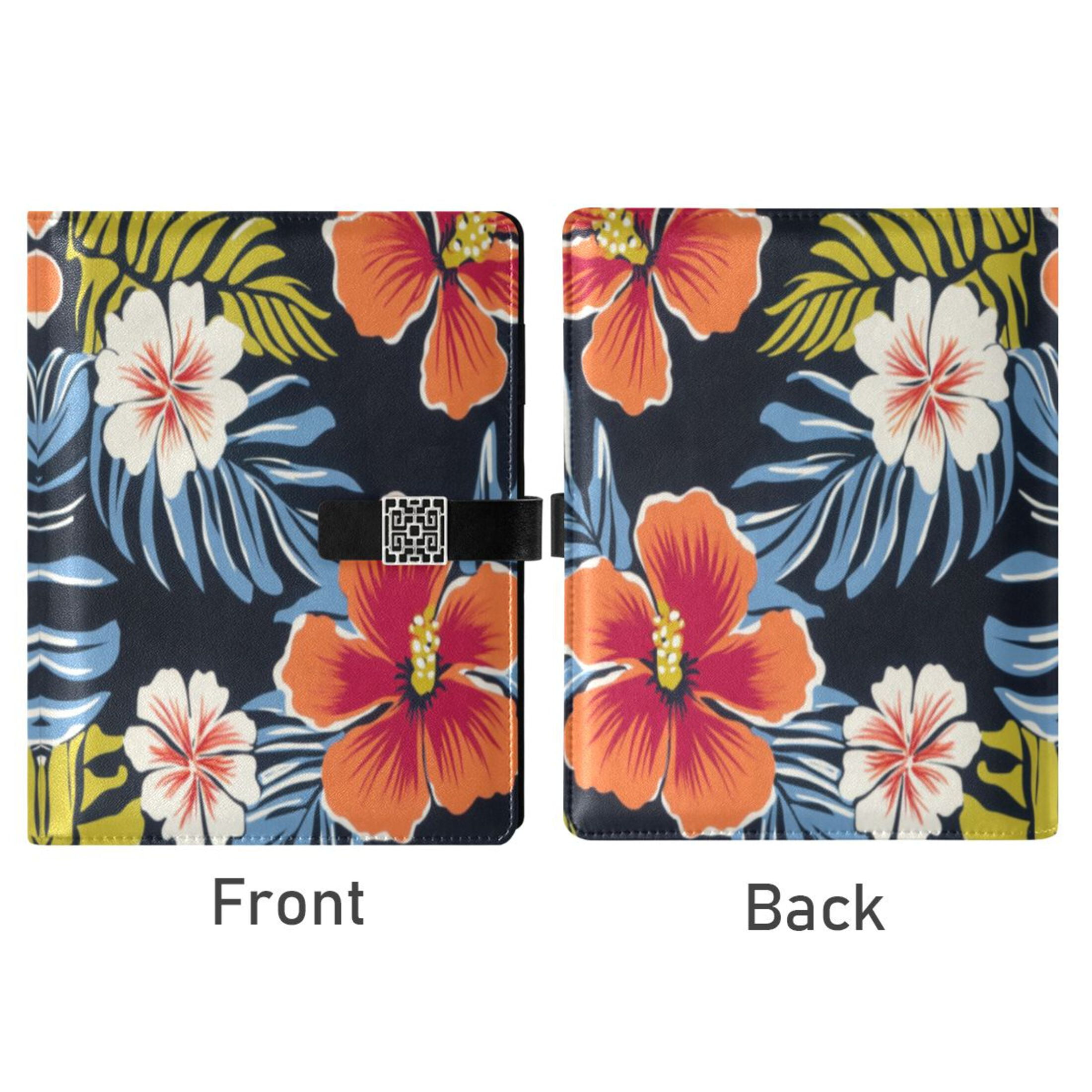 Leather Planner Leather Notebook Notebook Journal Binder Design Pen Pocket Design Convenient for Storage Hawaiian Flower Cartoon