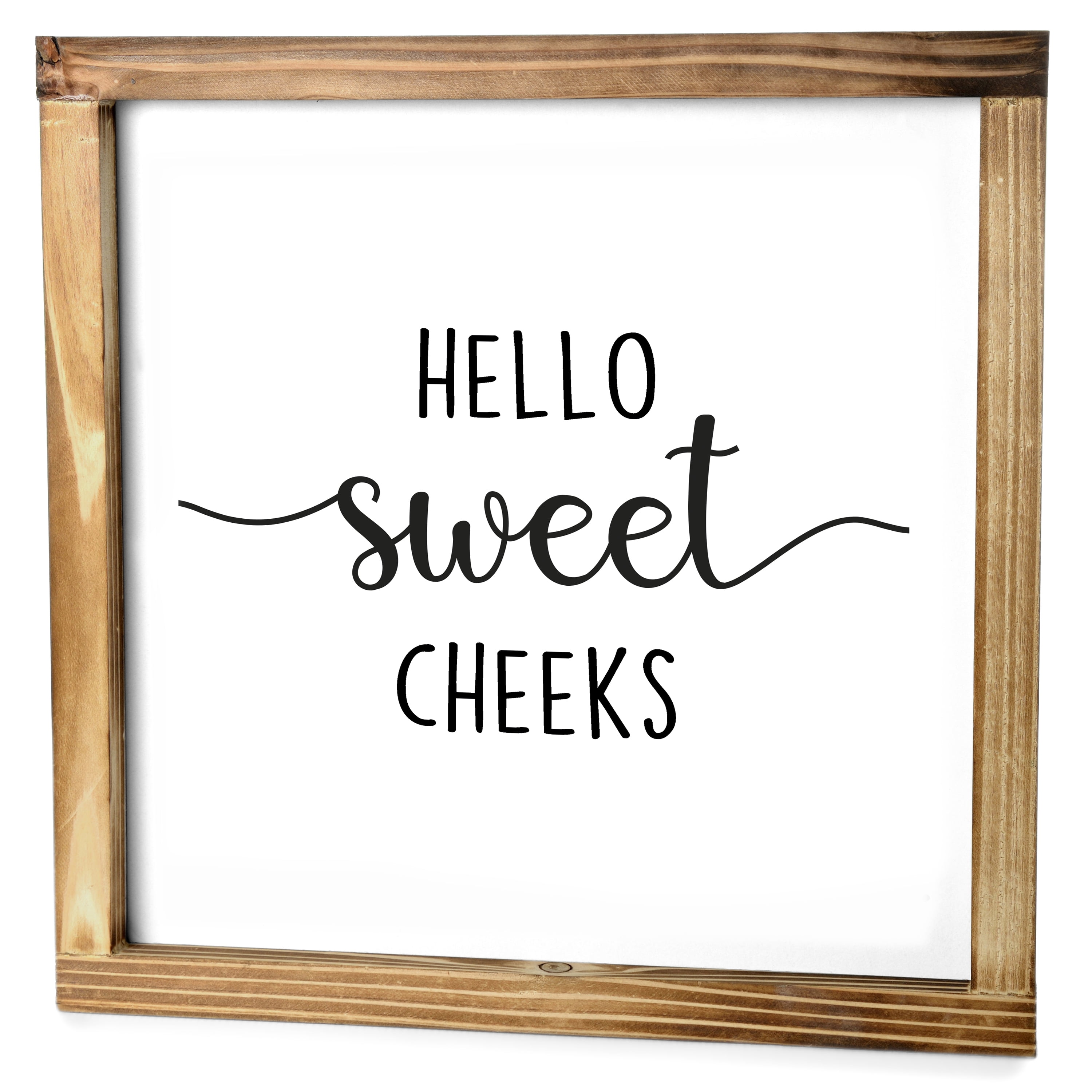 hello sweet cheeks funny farmhouse decor sign cute guest bathroom decor wall art rustic home decor modern farmhouse sign for bathroom wall with funny quotes 12x12 inch walmart com