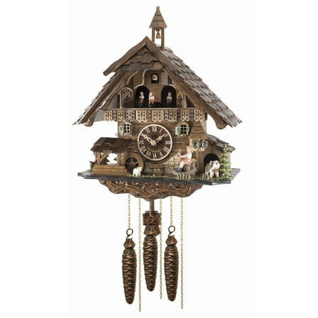 Cuckoo Clock Black forest house with music, moving seesaw