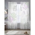 thumbnail image 2 of Vintage Sheer Curtains 84 Inch Long 2 Panels, Shells Coral Jellyfish Marine Life Pattern Pink Light Filtering Rod Pocket Curtains, Sheer Voile Drapes for Living Room Bedroom, 52"x84", 2 of 8