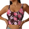 thumbnail image 2 of Picia Rose Flowers Sports Bra for Women,Padded Strappy Sports Bras Medium Support Yoga Bra with Removable Cups,Running Yoga Bra-Small, 2 of 9