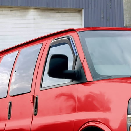 Voron Glass in-Channel Extra Durable Rain Guards for Chevrolet (Chevy) Express Van 1996-2023/GMC Savana 1996-2023, Window Deflectors, Vent Window Visors, 2 Pieces - 210217
