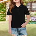 thumbnail image 4 of XADYUY Girls Golf Shirts 10-12 Short Sleeve Pique Polo Shirt Button Down Quick Dry School Uniform Shirts Moisture Wicking Collared Golf Shirts for Kid，Black，7-8Years, 4 of 5