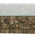 thumbnail image 5 of DecMode 49" x 17" Brown Driftwood Handmade Stacked Collage Coffee Table with Tempered Glass Top and Pedestal Base, 1-Piece, 5 of 14