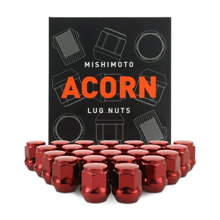 Mishimoto Steel Lug Nuts M12x1.5 Acorn Seat 24pc Set Red
