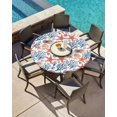 thumbnail image 3 of Summer Ocean Starfish Coral Shell Fitted Round Tablecloths Elastic Edged Table Covers 45"-54",Watercolor Marine Life Waterproof Dining Room Kitchen Table Cloth for Holiday Party Tables Decor, 3 of 8