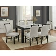 thumbnail image 5 of 6pc Dining Side Chairs Dark Wood Frame Light Gray Fabric Upholstery Wooden, 5 of 5