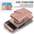 thumbnail image 4 of Detachable Cards Holder Case for Google Pixel 9 / 9 Pro, RFID Blocking 2 In 1 Wallet PU Leather Case with Stand Compatible with Magsafe Shockproof Cover for Google Pixel 9 / 9 Pro, Rosegold, 4 of 5