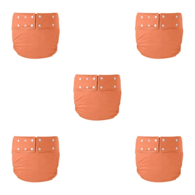 Transemion Adult Cloth Diapers Adult Nappy Reusable Leakfree Against Incontinence Orange 72-92cm 5Set