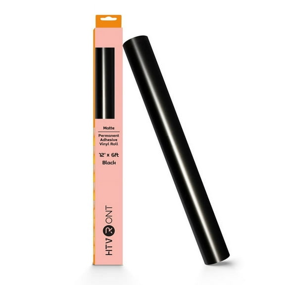 HTVRONT Permanent Vinyl Matte-12" x 6FT Adhesive Vinyl Roll for Cutting Machine, Signs, Scrapbooking, Craft, Die Cutters-Black