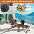 thumbnail image 6 of Gymax Folding Patio Acacia Wood Deck Chair Rattan Chaise Lounge Chair w/ Footrest, 6 of 10