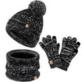 thumbnail image 2 of Shadoumai Kids Winter Hat Gloves Scarf Set,Girls Toddler Children Hats Beanie with Pom Knit Neck Warmer Gaiter Mittens Lined Set, 2 of 3