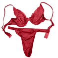 thumbnail image 4 of Conjunto de ropa interior sexy con sujetador de tres puntos para mujer - Nailon/Spandex, cintura baja, 4 of 4