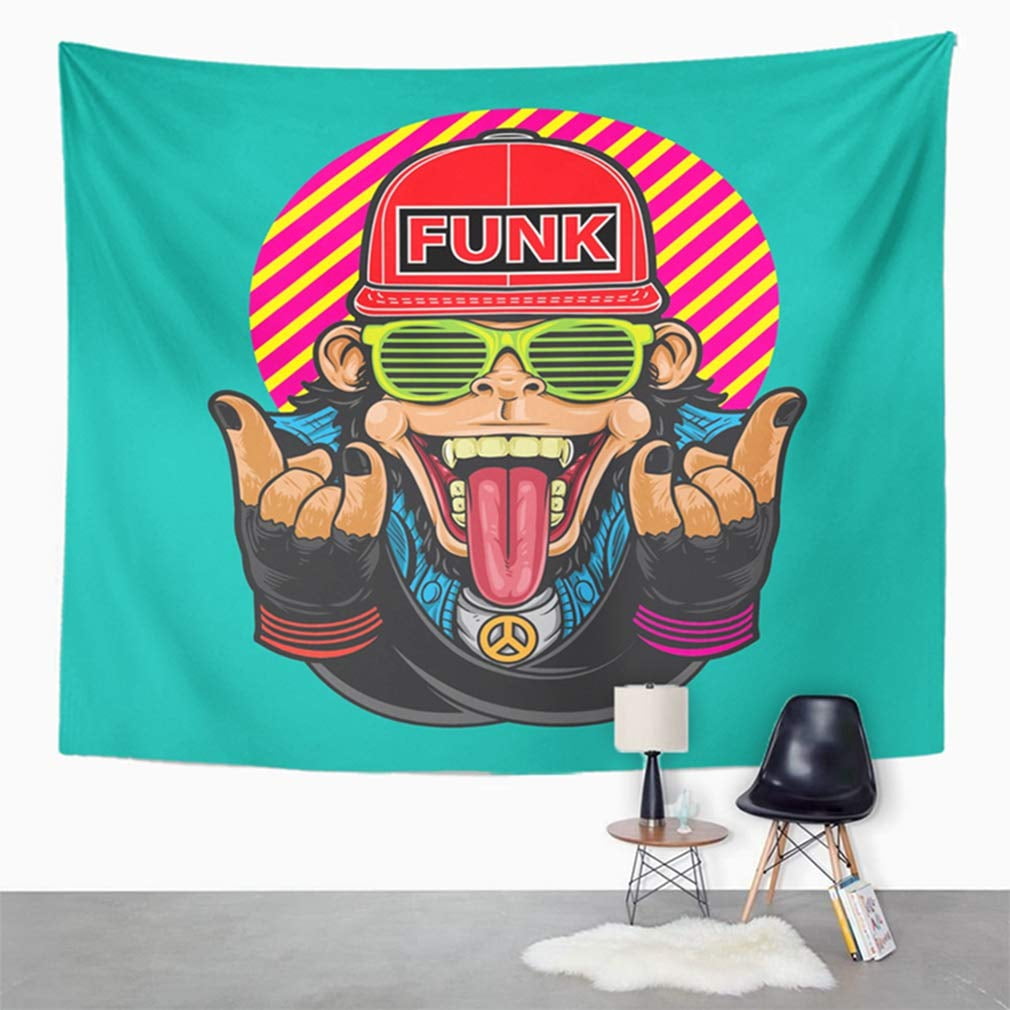 REFRED Funny Funky Monkey Design Cool Gorilla Face Caricature Glasses  Cartoon Urban Wall Art Hanging Tapestry Home Decor for Living Room Bedroom  Dorm 51x60 inch - Walmart.com