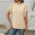 thumbnail image 6 of SHITINN Women's Textured Round Neck Flutter Sleeve T Shirt for Casual Wear Womens Short Sleeve Tops Women Tops Casual Summer Shirts, 6 of 7