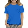 thumbnail image 4 of THDHVS Girls Summer T-shirts,Summer Casual Tops for Kids,Girls Shirts Short Sleeve Shirt for Girls Soft Cotton Tees Kids T-shirts Clothes Summer Tops T-Shirt Blue 11-12 Years, 4 of 6