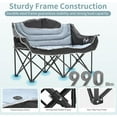 thumbnail image 5 of ABORON Oversized Double Heated Camping Chair Folding Loveseat,2-Person Heavy Duty Folding Heated Chairs for Outdoor Sports, Padded Moon Round Chair for Adults,Supports up to 990lbs, 5 of 8