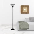 thumbnail image 2 of HomeRoots 526239 71 in. Black Torchiere Floor Lamp with Black Frosted Glass Dome Shade, 2 of 5