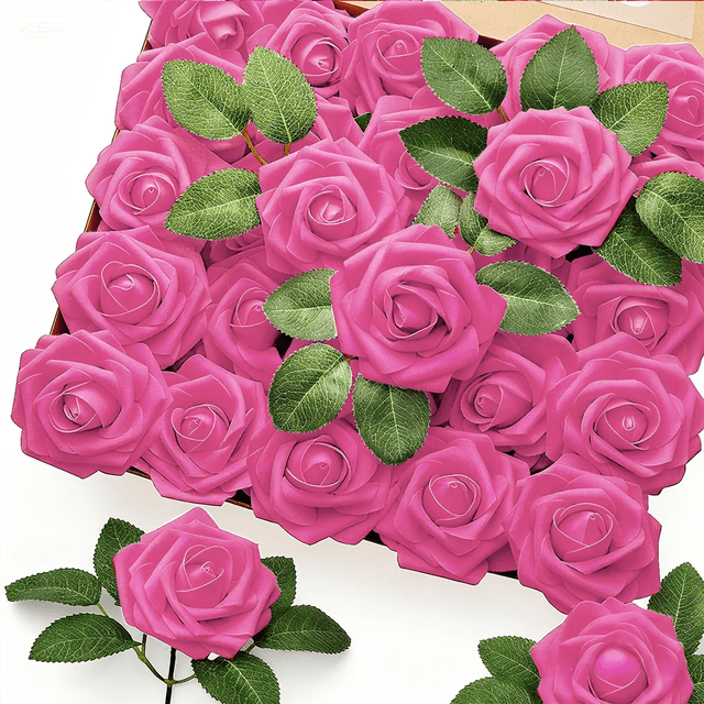 25pcs Rosas Artificiales Decoración Fiesta De Boda Flor 8 Cm Xtellar rosa