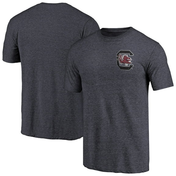 Men's Navy South Carolina Gamecocks Left Chest Distressed Logo Tri-Blend T-Shirt