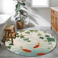thumbnail image 4 of Japanese Carp Fish Round Rug 3ft Washable Circle Entryway Rugs Non Slip Oriental Art Vintage Leaves Vines Koi Fish Area Rug Indoor Floor Carpet for Bedroom Kitchen Living Room Home Office Dining Room, 4 of 8
