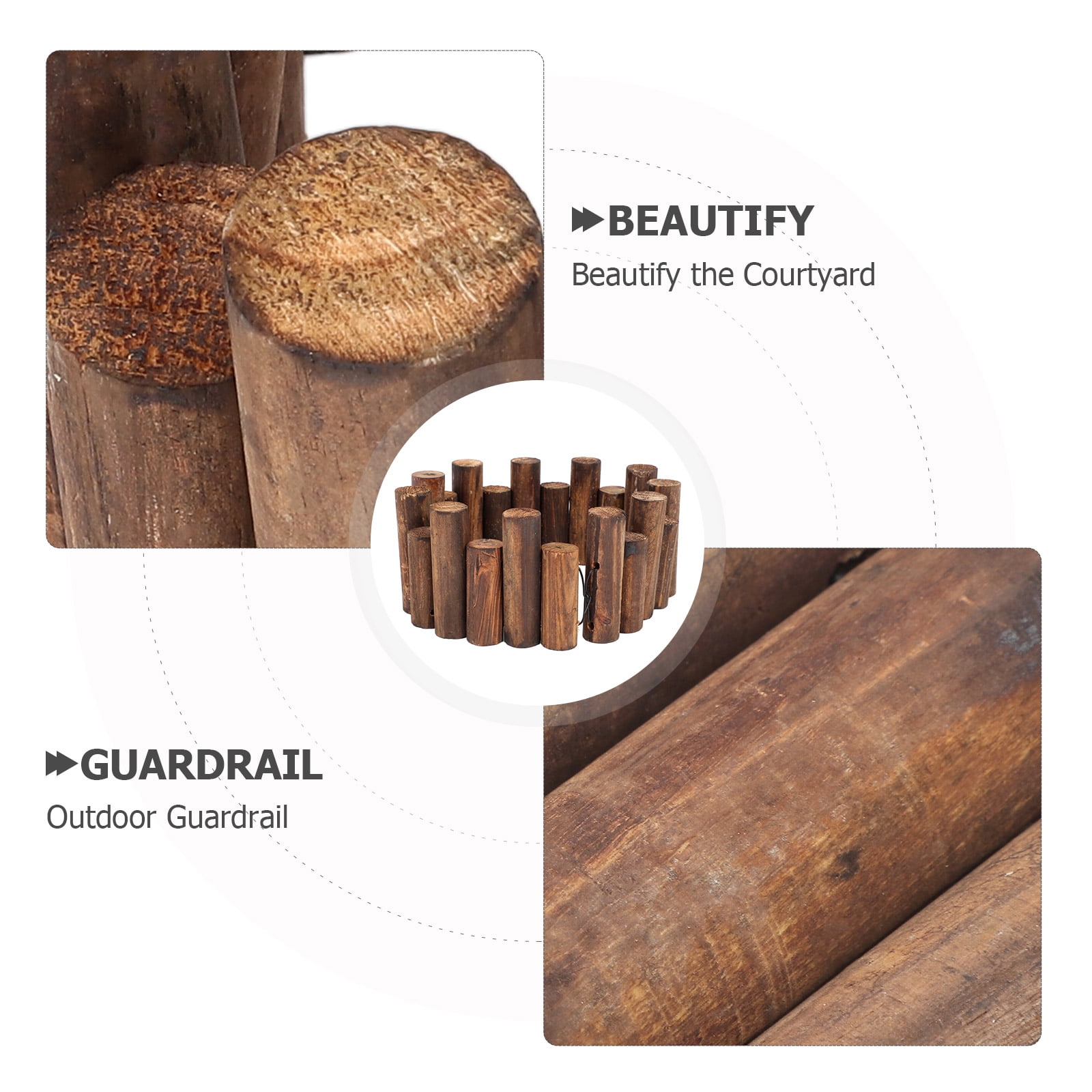 Masteelf Wooden Garden Fence, Decorative Wood Garden Edging Border For Flower Bed And Landscape Fencing Outdoor Fence For Yard And Patio Path Edging