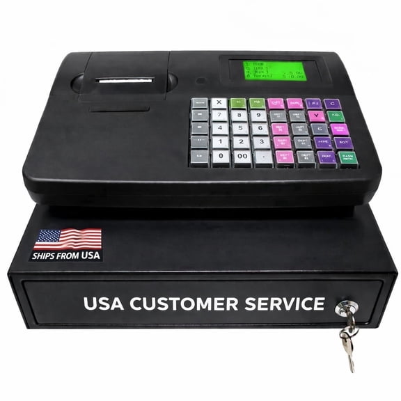 Steel Cash Register with Thermal Printer, 6800 PLU, 60 Departments, Dual Display