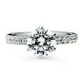 thumbnail image 2 of BERRICLE Sterling Silver Solitaire Wedding Engagement Rings 2 Carat Round Cut Cubic Zirconia CZ Promise Ring for Women, Rhodium Plated Size 8.5, 2 of 9