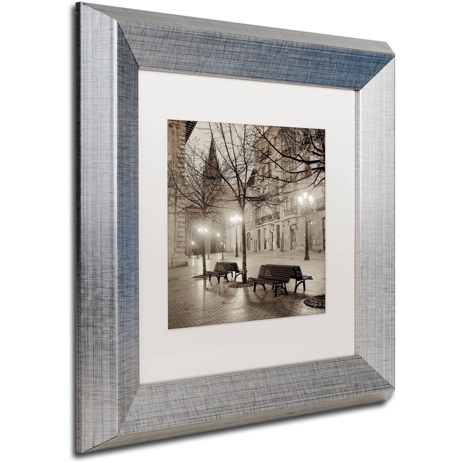 Trademark Fine Art "Oveido Cathedral Bancs II" Canvas Art by Alan Blaustein, White Matte, Silver Frame