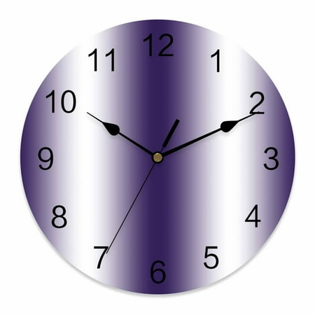 Wall Clock Purple White Clocks PVC Silent Non Ticking Battery Operated Decorative Gradient Color
