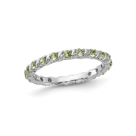 Gem & Harmony 7/8 Carat (Ctw) Peridot Eternity Band Ring in Sterling Silver for Women