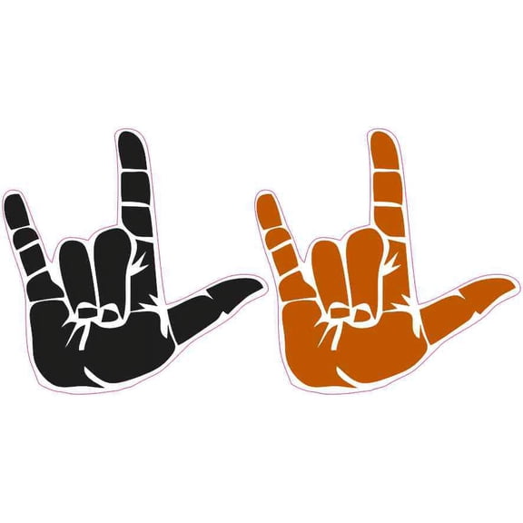3in x 3in Black and Orange ASL I Love You Stickers