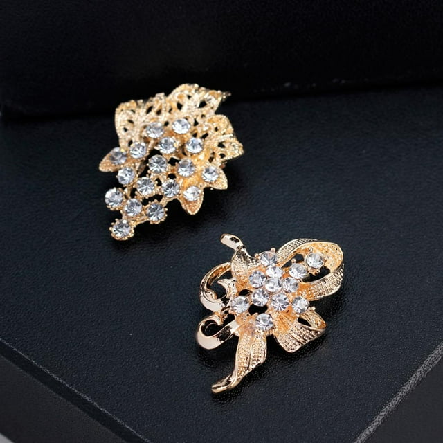12 broches de aleación con brillantes y diamantes de imitación para mujer, para bodas y fiestas. Oro
