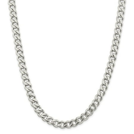 Sterling Silver 9in 9.00mm Men's Curb Chain Bracelet